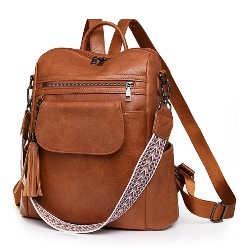 Bolso hombro para mujer Mochila cuero PU Mochilas vintage Mochilas casuales grandes