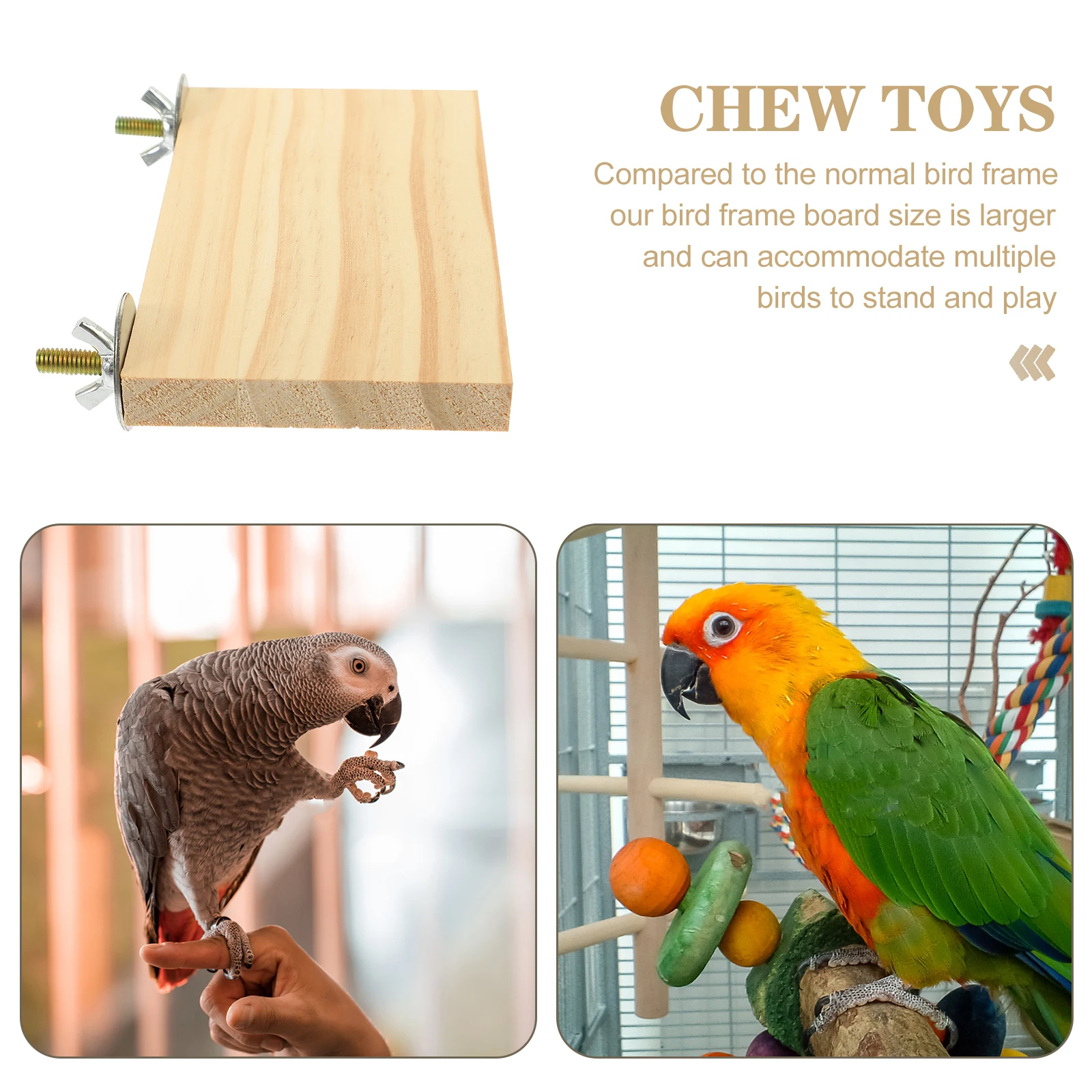 حامل جثم من الخشب الطبيعي ملحقات قفص الببغاء المتين من الفولاذ المقاوم للصدأ على شكل فراشة، تركيب بسيط، مساحة كبيرة للصغار