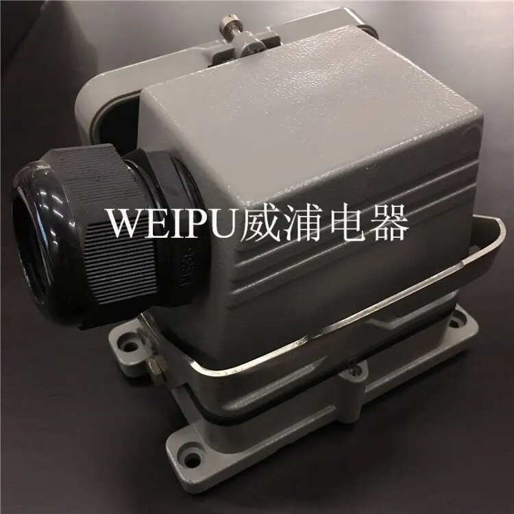 New heavy-duty connector 48 pins, rectangular plug, aviation plug HE-048 pins, single buckle, with dust cover 1PCS