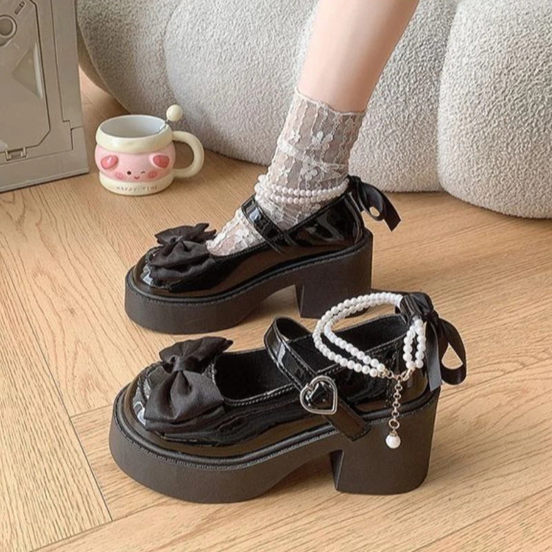 

Mary Janes Women Shoes 2026 New Vintage Bowknot British Style Japanese Preppy Loafers for Dress