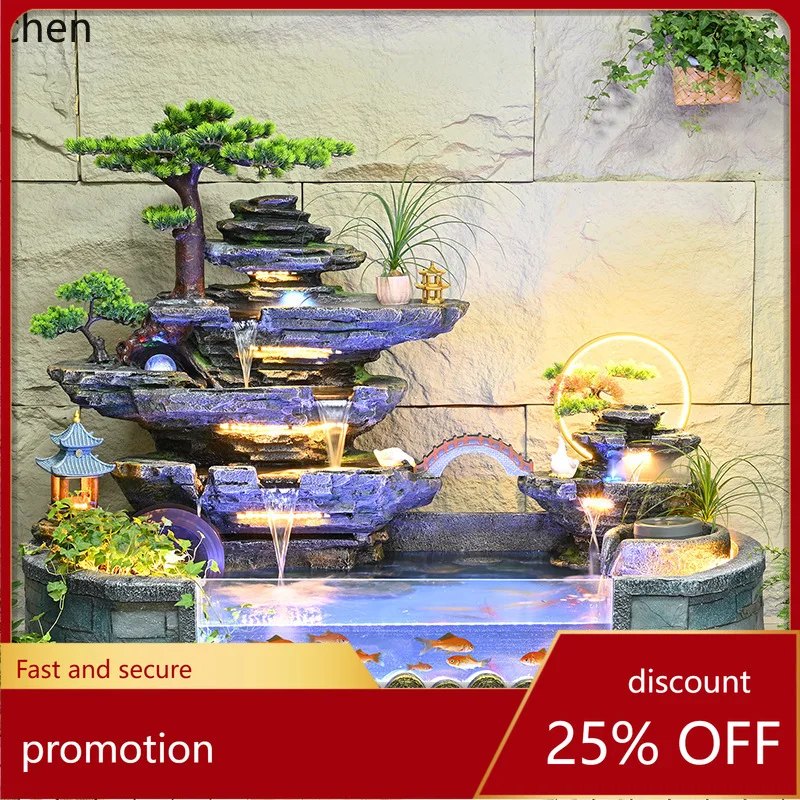 

HXL Rockery Fish Tank Floor-standing Water Flow Ornament Water Curtain Wall Screen Decoration