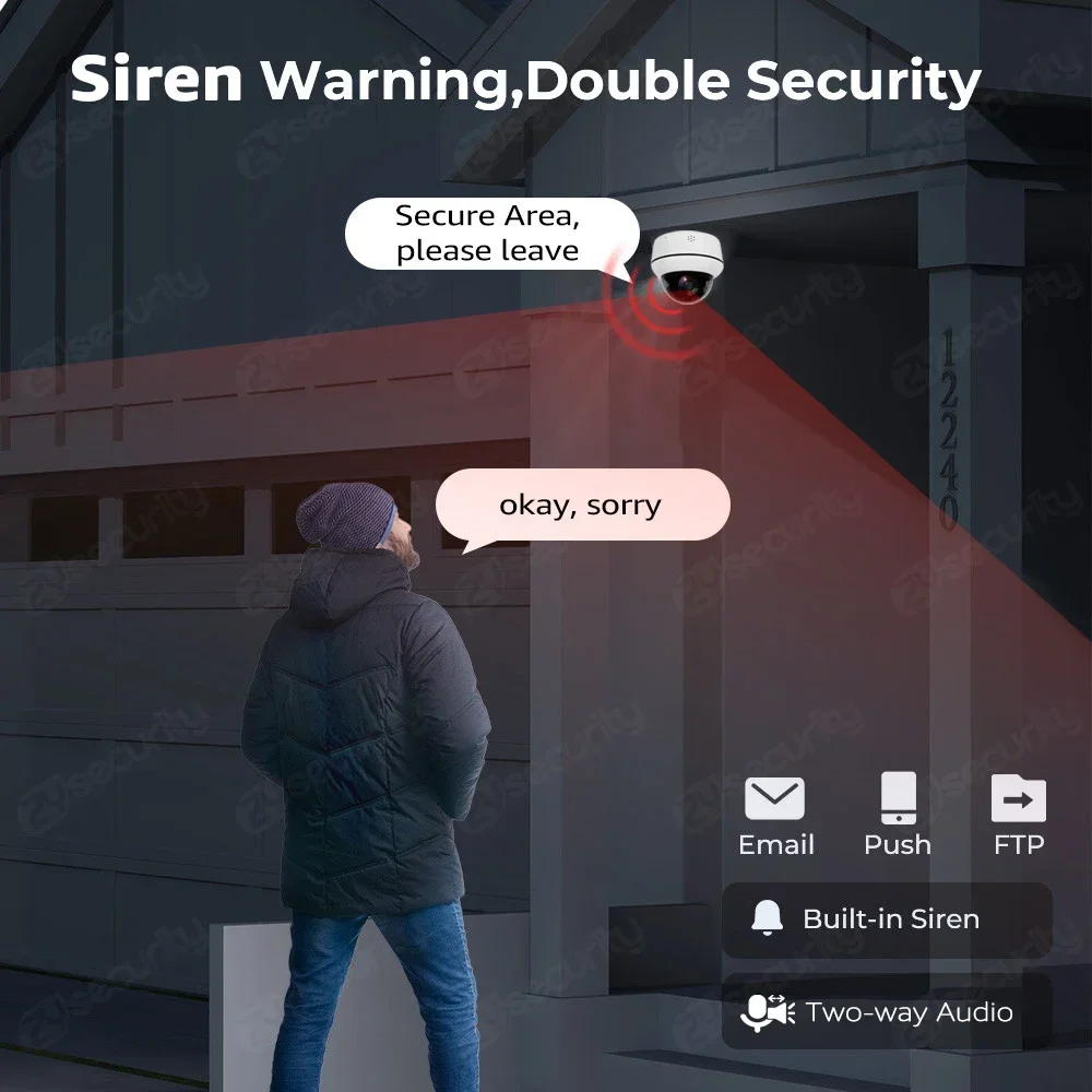 4K 8MP PoE Dome PTZ IP Camera Outdoor Human/Vehicle Detect Auto Tracking Security Cameras 2-way Audio Indoor Wired CCTV Camera