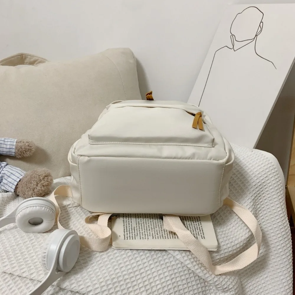 Large-capacity School Backpack Korean Version Zipper College Student Schoolbag Solid Color Simple Style Shoulder Knapsacks