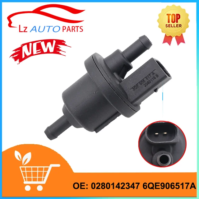 Elektromagnetyczny zawór upustowy pochłaniacza oparów 0280142347   dla Bosch 6QE 906517 A 1C 0906517 A dla VW EOS R32 Audi A3 TT Quattro