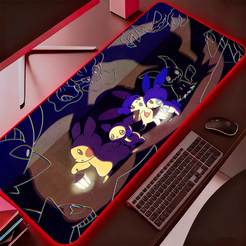

Backlight Mouse Pad Gamer Desk Pokemon Pikachu Mat PC Computer Anime RGB Mousepad Keyboard Gaming Accessories Mausepad
