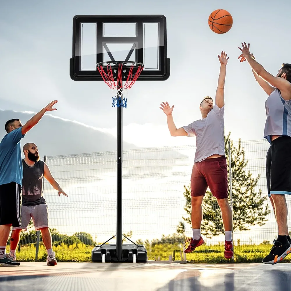 Height Adjustable 10FT Basketball Goal with 44 Shatterproof Backboard, Outdoor Portable Basketball Stand for Height Flexibility