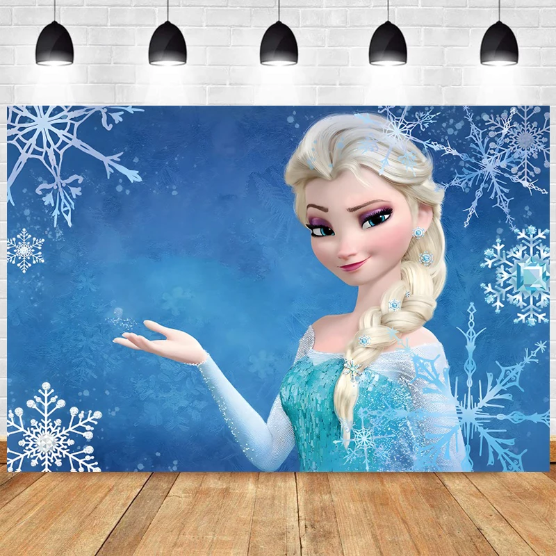 Disney Frozen Birthday Party Decorations Background With Name Princess Elsa Picture Banner Backdrop Photography Kids Cartoon