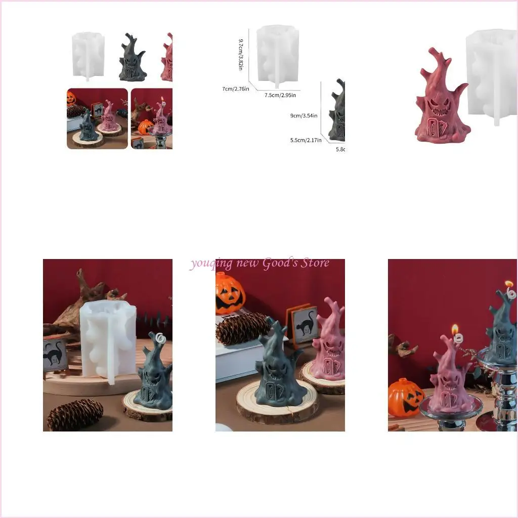 57QA Spooky Tree Stump Silicone Ornament Mold for Halloween DIY Decorations