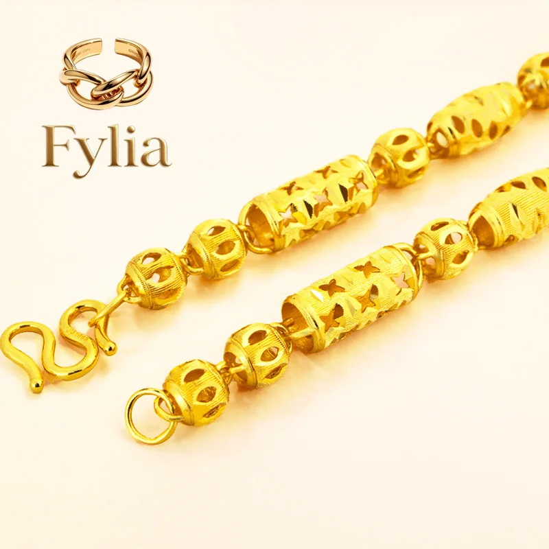 

Fylia Jewelry New Chinese style 24K real gold necklace men's 9999 large gold chain looks big, classic, timeless, domineering a