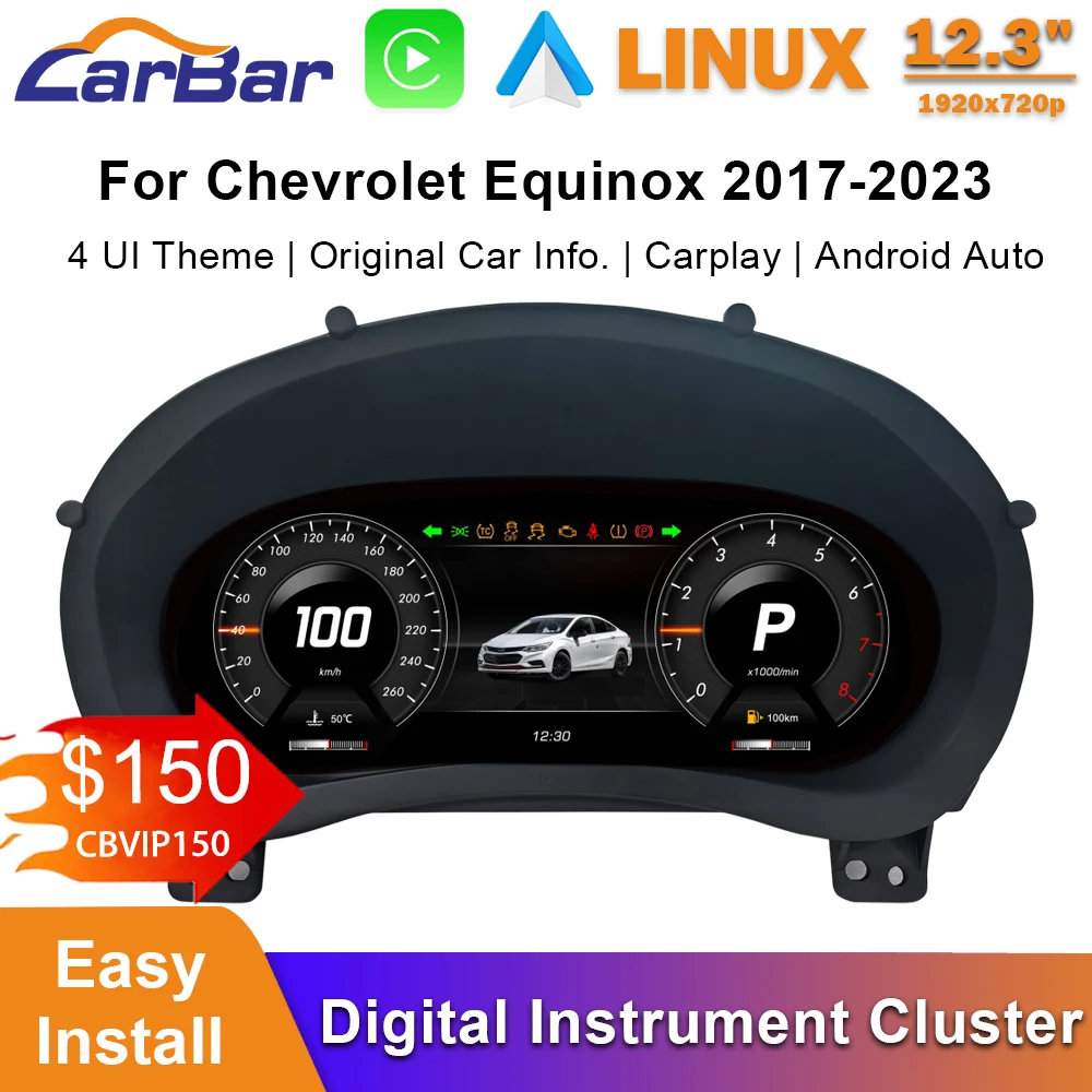 

12.3" LCD Dashboard Screen For Chevrolet Equinox 2017-2023 Generation Car Digital Instrument Cluster