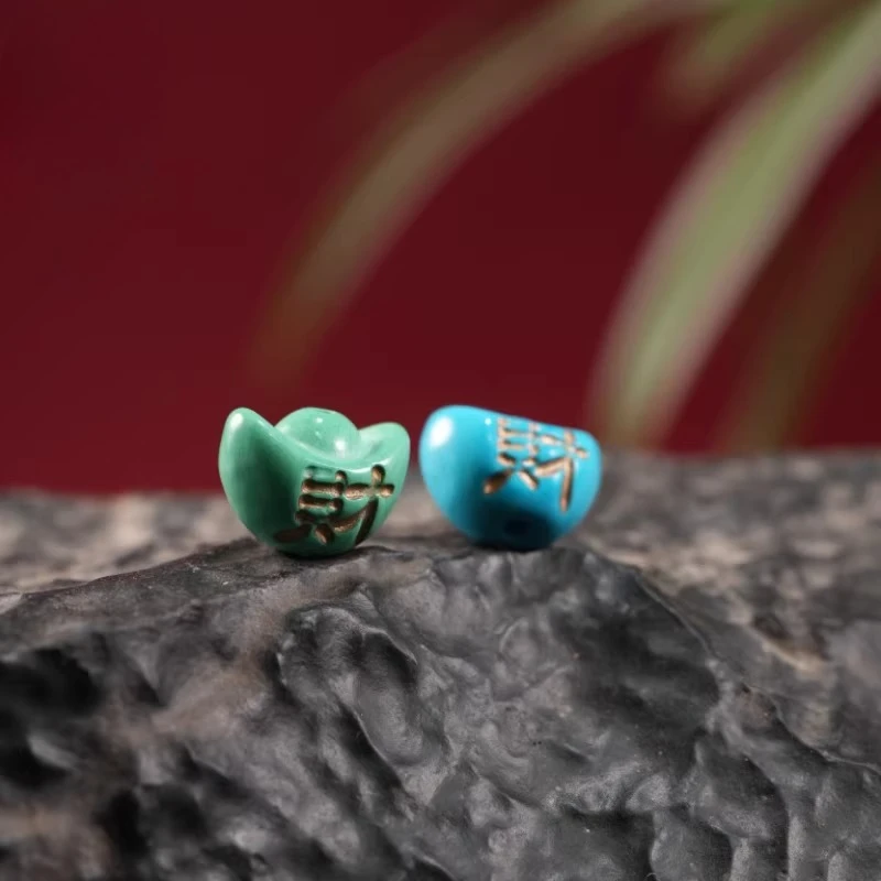 Turquoise ingot through hole DIY cultural play accessories