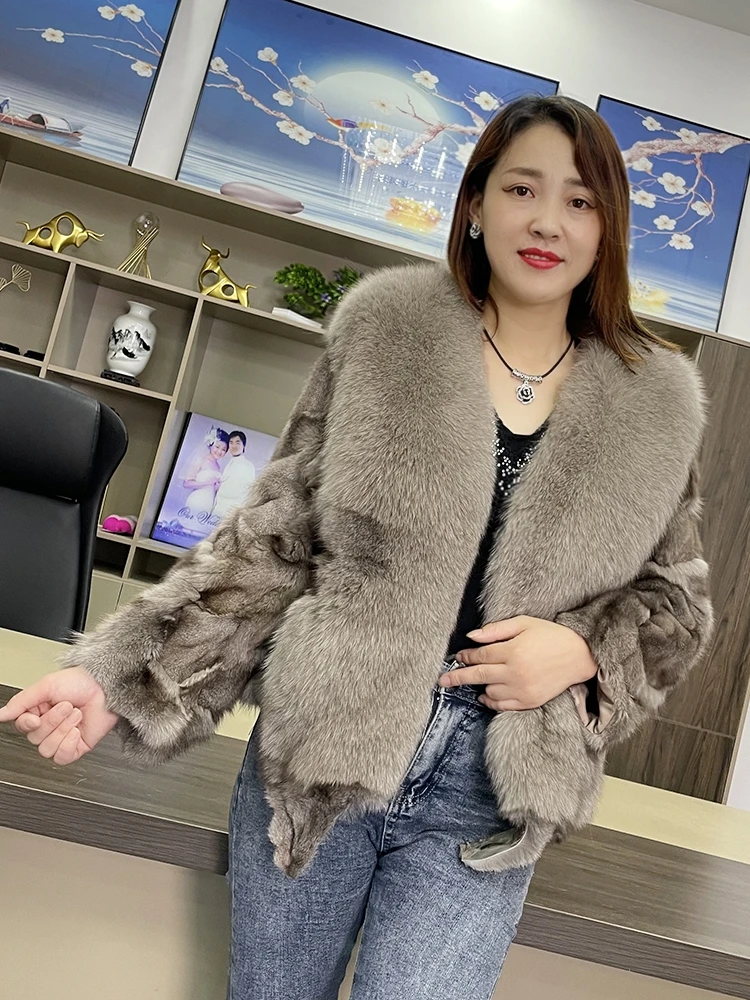 Women Winter Fashion Real Fur Thick Coats Warm Natural Fox Fur Coat High Quality Luxury Fashion Short Pluffy Fur Female Jacket