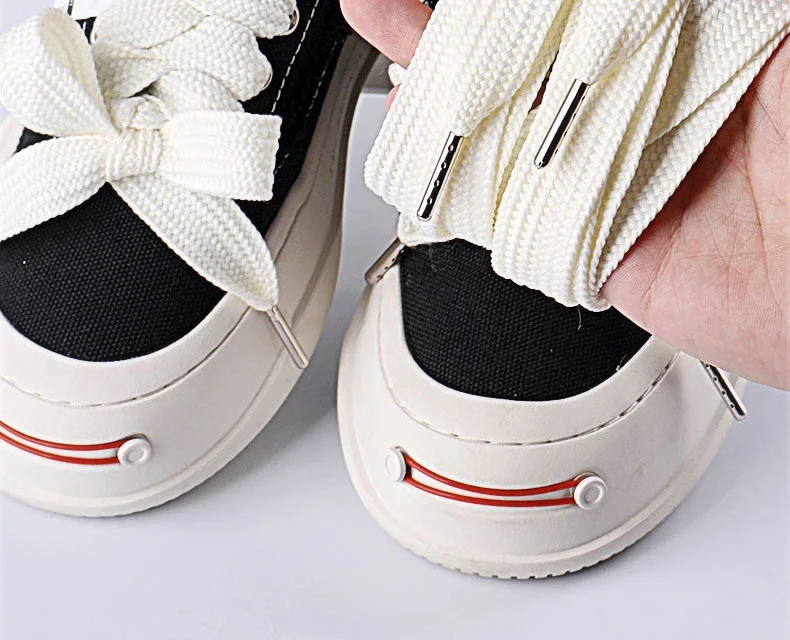 2 cm Breite, klassische Schnürsenkel, lässige Teenis-Schnürsenkel, flache Schnürsenkel für Sneakers, Länge 130 cm, PVC/Metallkopf-Schuhzubehör – Detail 9