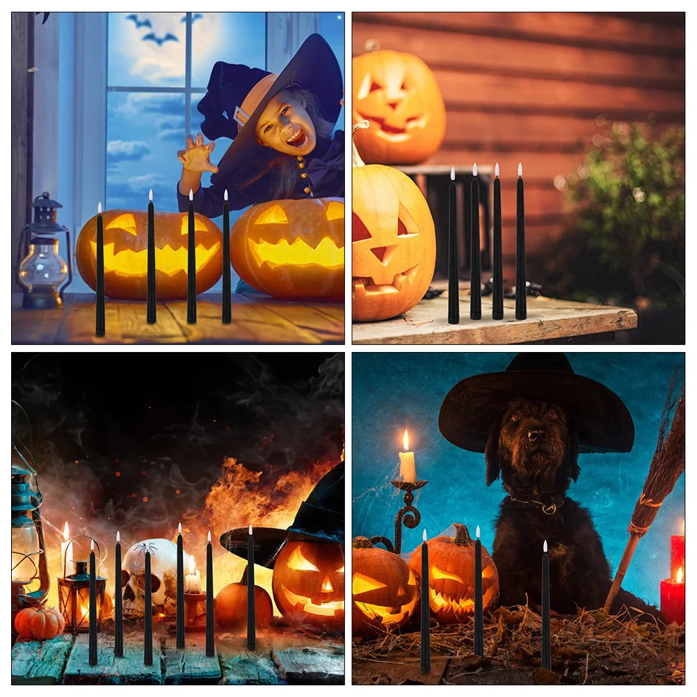 2 قطعة مصباح قضيب طويل Led لديكور حفلات الهالوين، ضوء عديم اللهب، شموع تعمل، مصباح ديكور، #4