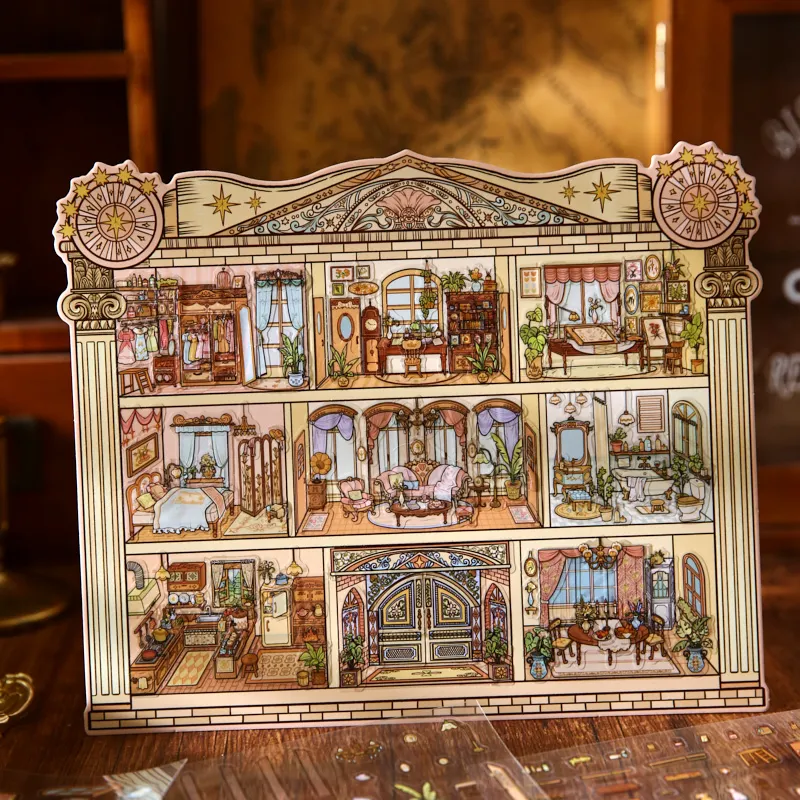 Mr. Paper 3Pcs/Pack Vintage Apartment Scene Sticker Set Starlight Mansion For Journal Scrapbooking DIY Decoration