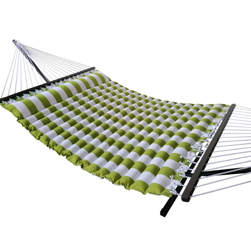 

Coral Coast GreenThick Stripe Pillow Top Hammock, Green White Color, Product Assembled Size 11.65 ft L x 4.5 ft W