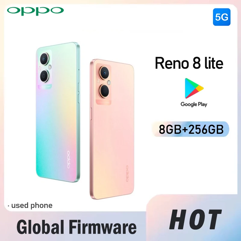 Global Firmware OPPO Reno 8 lite 5G smartphone ColorOS 12 8GB 256GB 48MP+16MP+2MP Snapdragon ™695 4500 mAh Used Phone