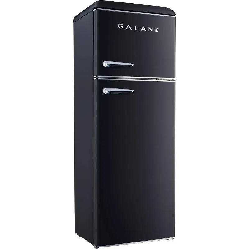 Galanz GLR12TBKEFR Refrigerator, Dual Door Fridge, Adjustable Electrical Thermostat Control with Top Mount Freezer Compartment