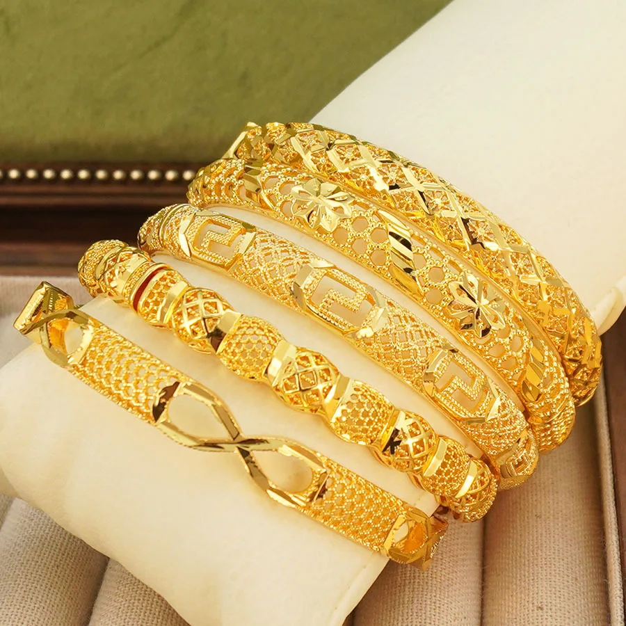 9999 gold luxury elegant geometric flower design women's bracelet - ideal for brides, weddings, parties, birthdays