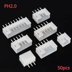 50pcs/Lot PH2.0 Pins Header Connector 2P 3P 4P 5P 6Pin 2mm Pitch For PCB jst straight pins