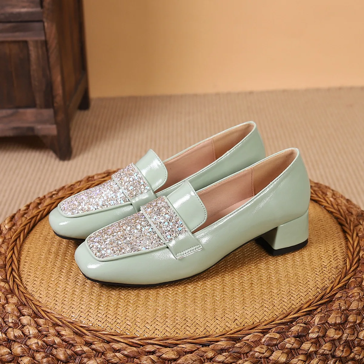 Shallow Mouth Casual Woman Shoe All-Match Modis Female Footwear Pointed Toe Moccasin 2023 Dress PU Fashion Basic Fretwork Solid