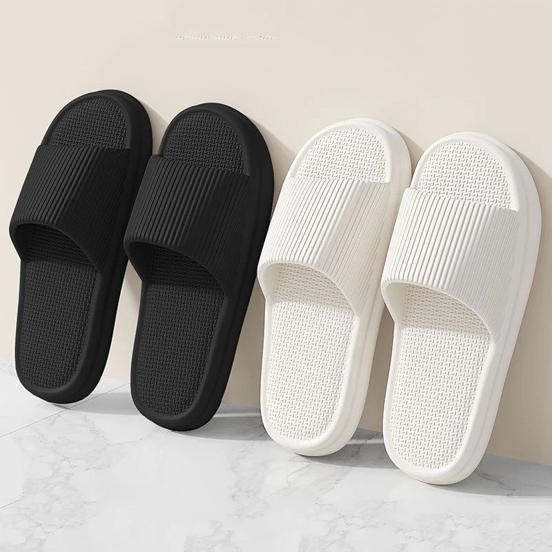 

Casual Women Bathroom Slippers Thick Sole Slides Summer Sandals Soft Men Shoes Indoor Flats Couples Non-Slip Beach Flip Flops