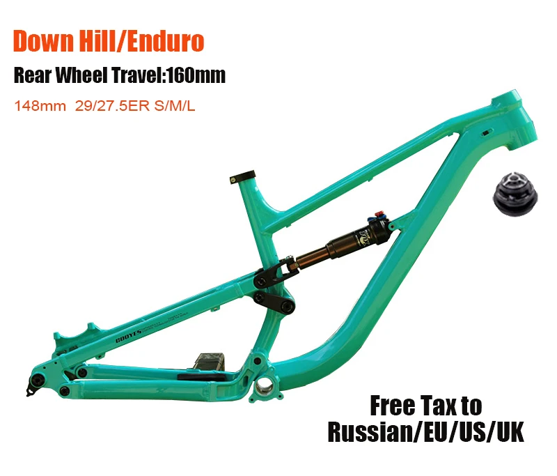

Bicycle Full Suspension Frame,Soft Tail , 29/27.5ER Boost, 148mm,Aluminium Alloy, Mountain 4 Links,MTB, AM Cycling Downhill,DPD