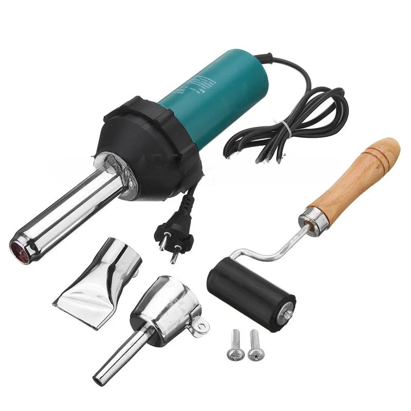 1080W 220V 50Hz Plastic Hot Air Welding Gun with Pencil Tip Nozzle & Flat Tip & Pressure Roller Heat Gun Kit for Welder Ma