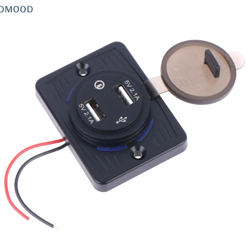 【CR】Dual USB Charger Socket Panel 5V 2.1A Fast Charging Universal Power Port for Car RV Boat Motorcycle Camper Van