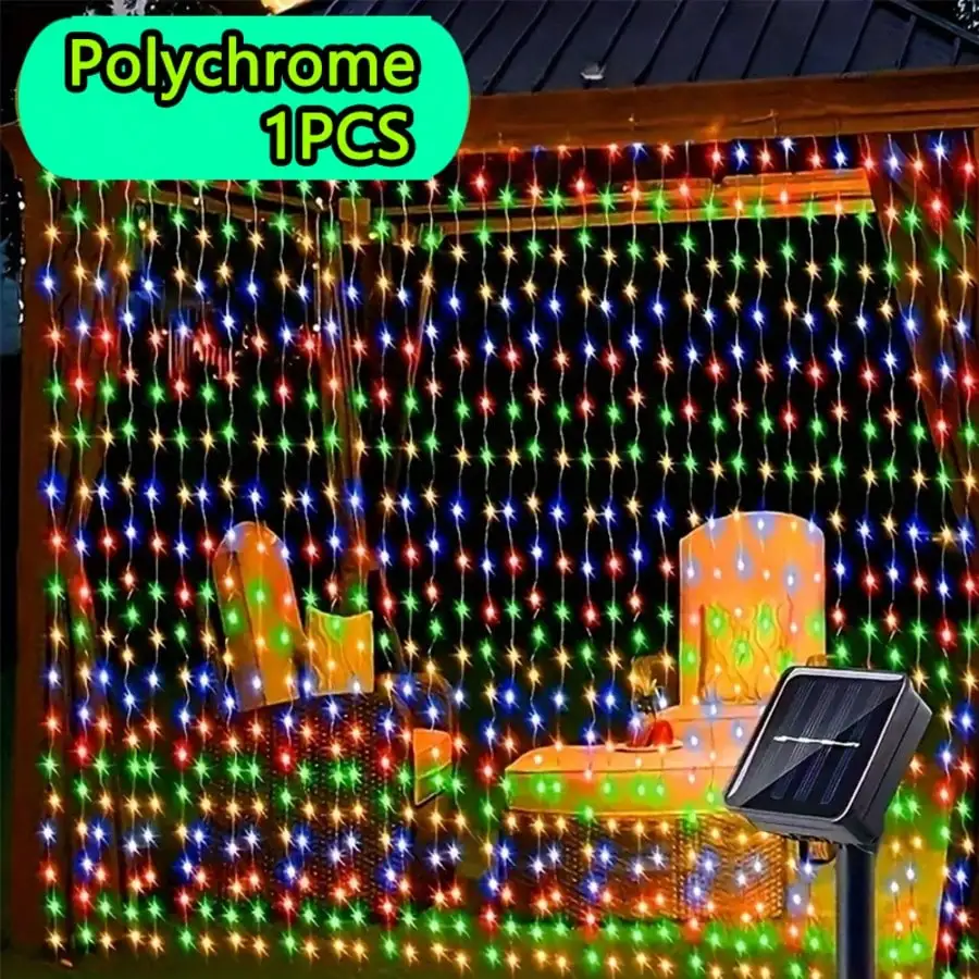 Solar-Vorhangleuchten: Wasserdicht, langlebig, weiß/gelb/farbig, solarbetrieben (Garten-/Hochzeits-/Party-Dekoration)