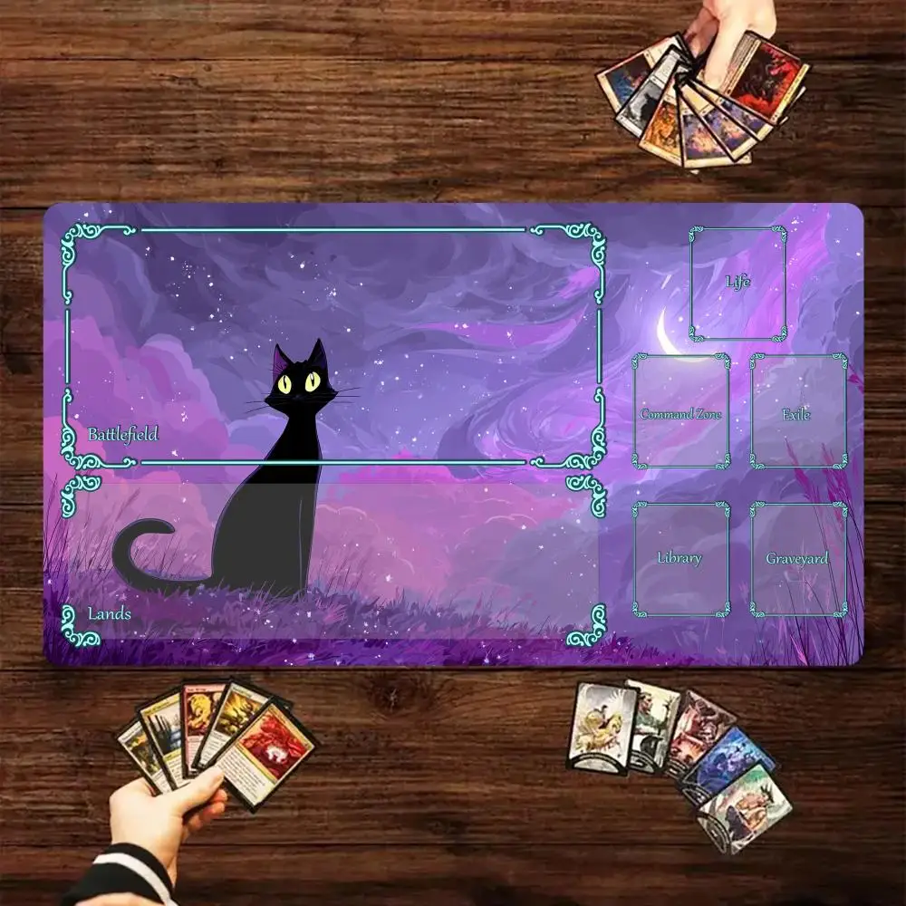 

Purple starry night and cat Magic Card Battle Mat MTG Playmat Anti-slip Base 35X60CM gathering gaming mat Board Game Mat for TCG