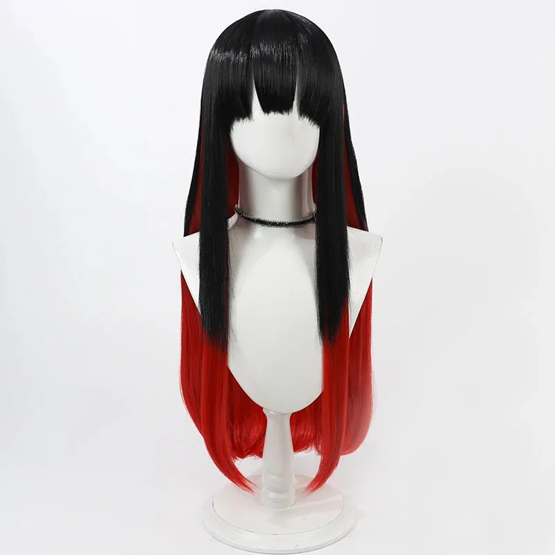 25COSWIND قواطع تأثيري Tasuku Tsubakino شعر مستعار طويل أسود أحمر مستقيم مقاومة للحرارة الشعر الاصطناعية هالوين زي لعب الأدوار
