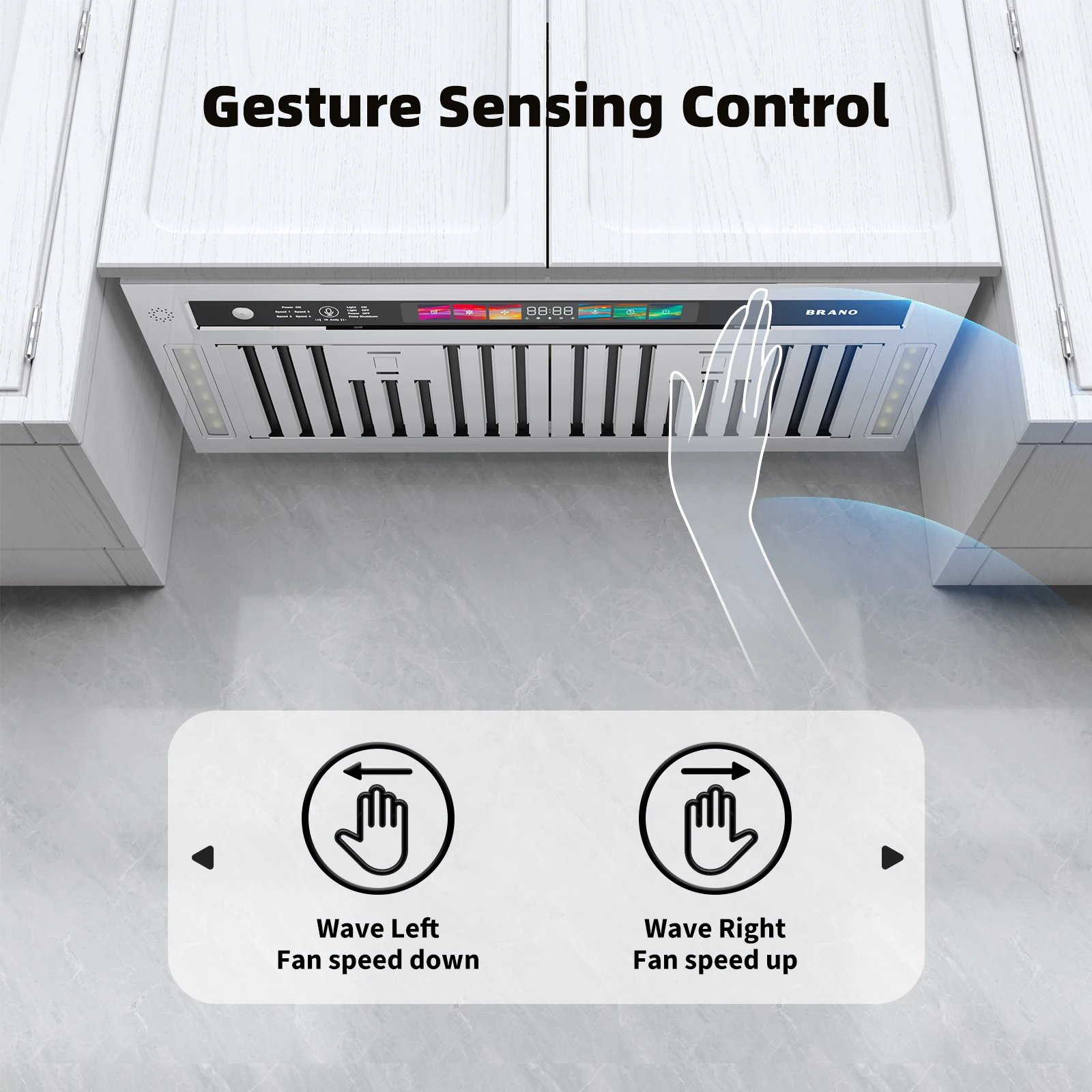 Stock Range Hood Intelligent Control 4-speed Exhaust Fan Charcoal Filter Range Hood Stainless Steel Kitchen Range Hood