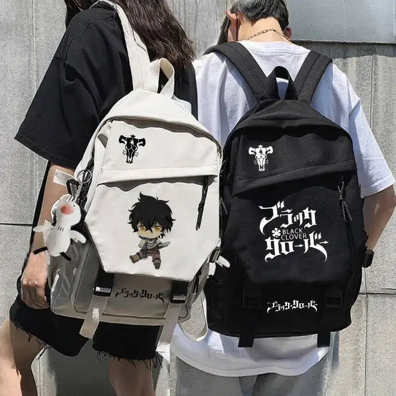 

Anime Game White Black Clover Student Teens School Bags Large Capacity Mochilas Backpacks For