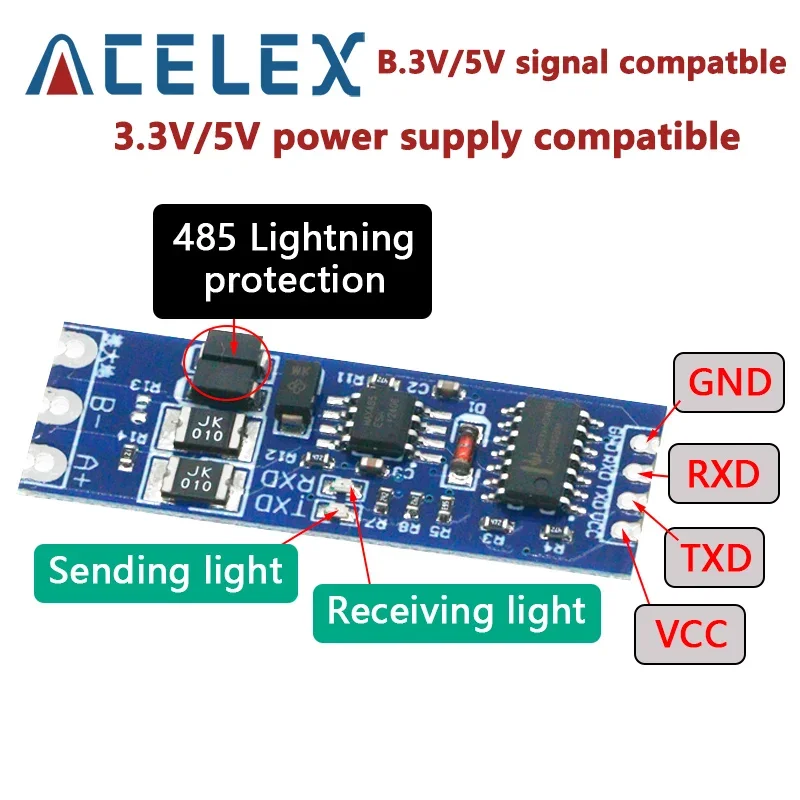 TTL Turn To RS485 Module 485 To Serial UART Level Mutual Conversion Hardware Automatic Flow Control Power Supply Module 3.3V 5V