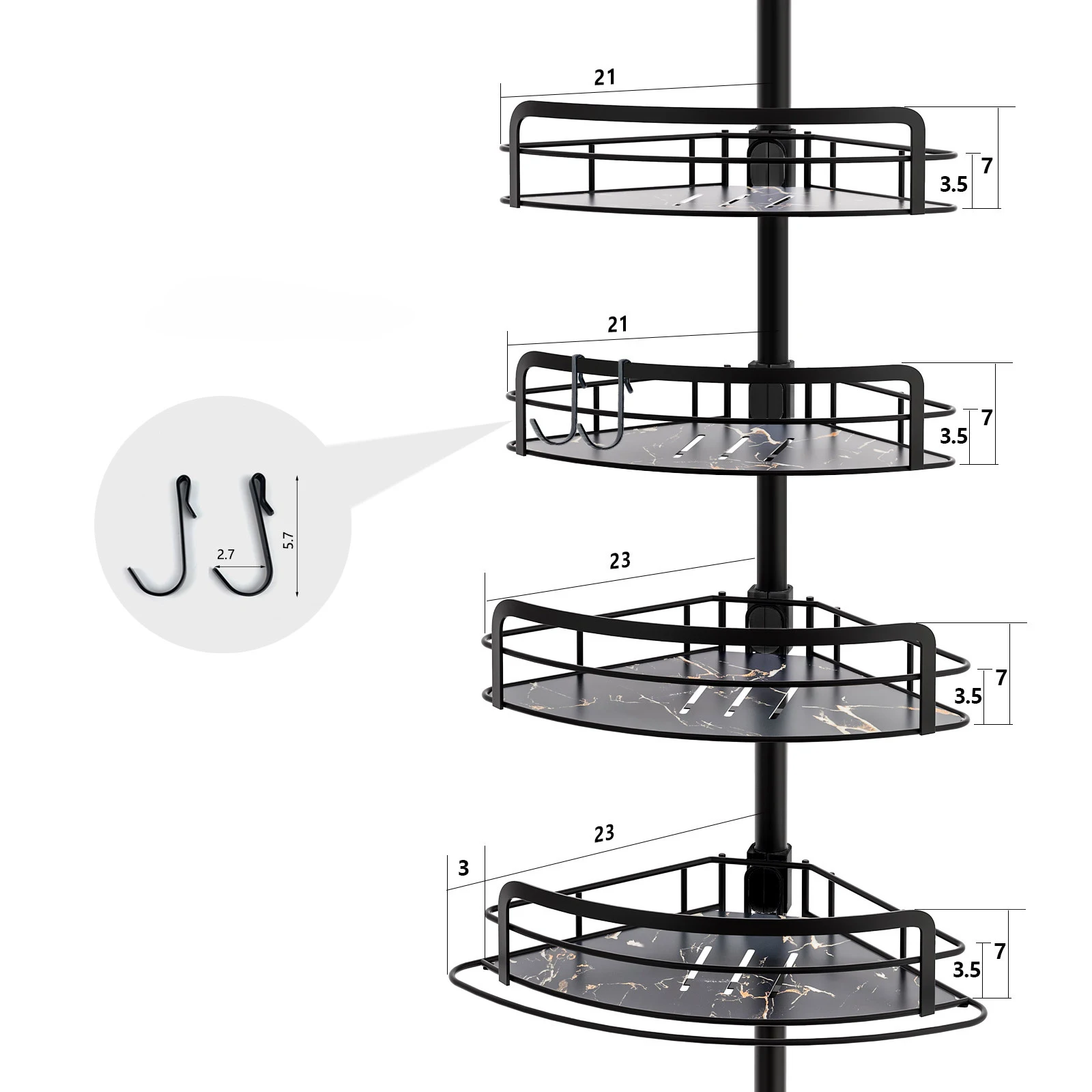 Imagem -04 - Racks de Armazenamento de Solução de Canto de Banheiro Rotação Prática Multi-camadas Organização Aprimorada e Conveniência Elegante Moderno