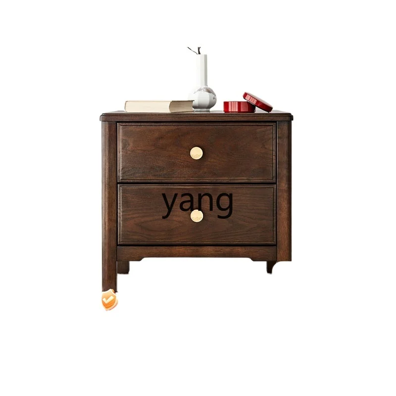 

Yjq New Chinese Bedside Table Bedroom Small Solid Wood Bedside Cabinet Light Luxury Storage Cabinet Small Size