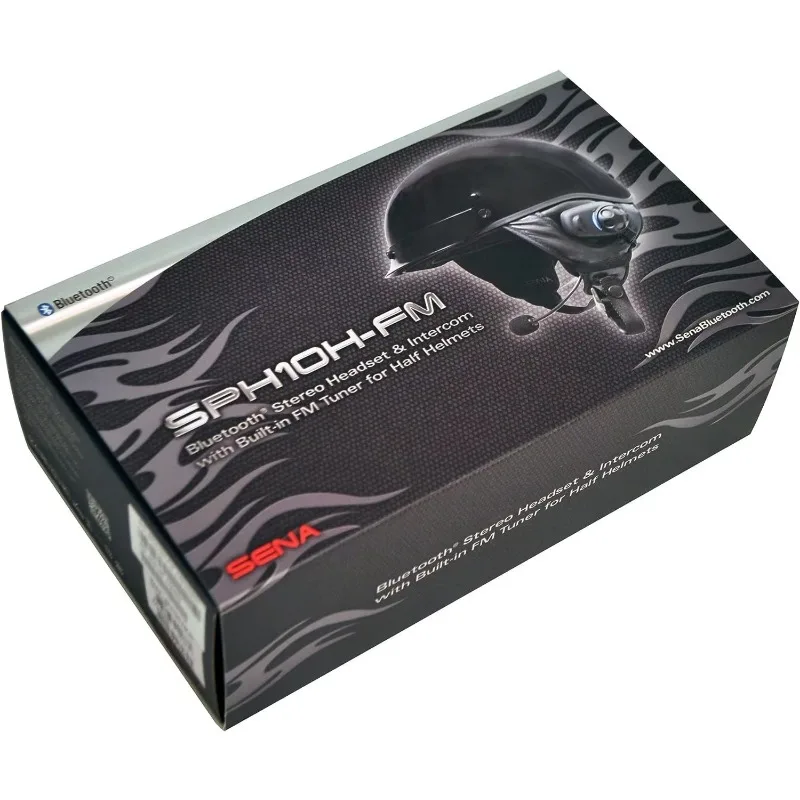 SPH10H-FM-01 Motorcycle Bluetooth Stereo Headset and Intercom with Built-in FM Tuner for Half Helmets, black