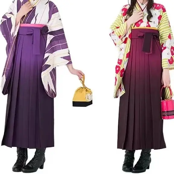 Japanese traditional formal women's hakama solid color kimono graduation style hakama