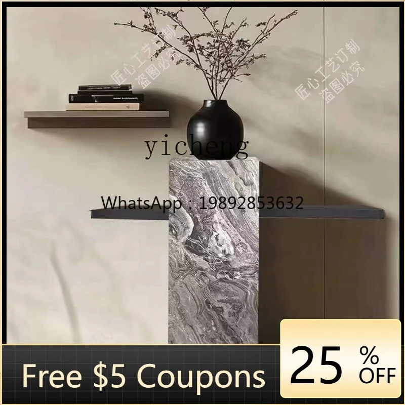 

light luxury rock slab flower stand home furnishing living room suspension entrance, floor ornament shelf, marble decoration
