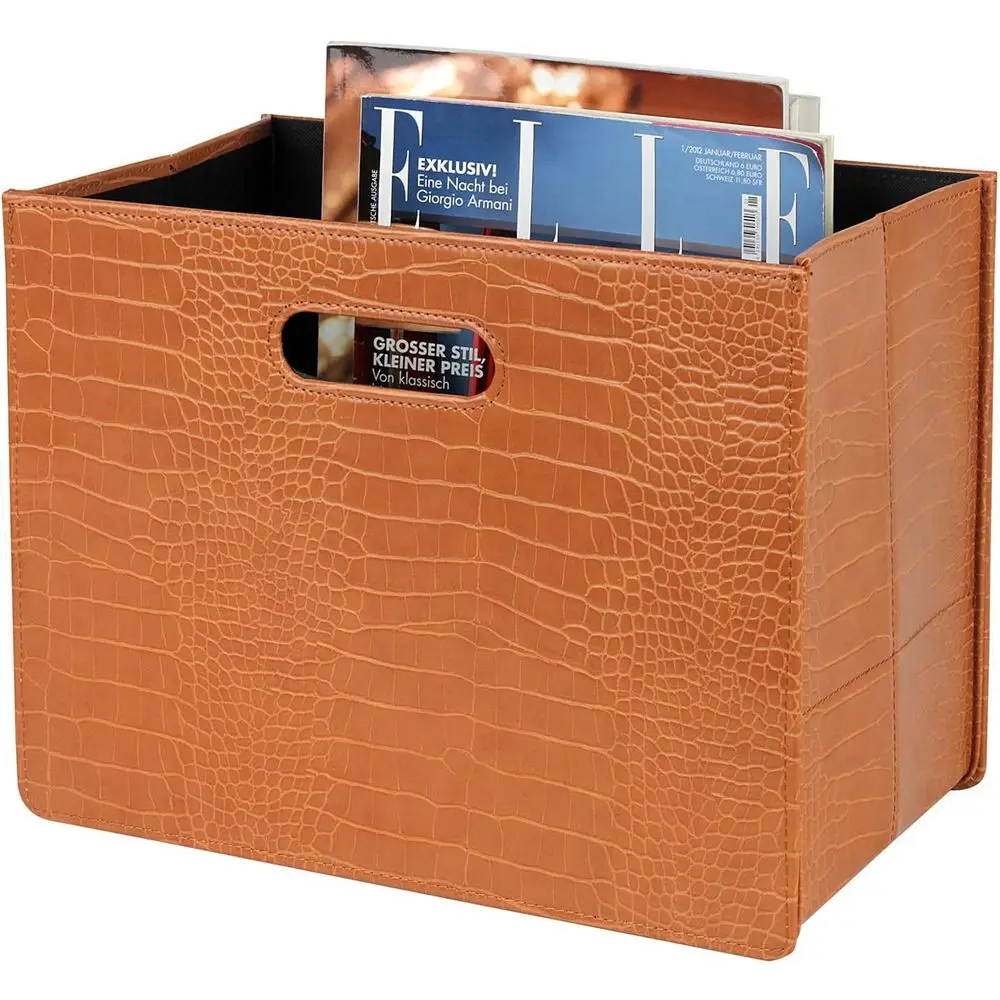 Brown Wooden Magazine and Newspaper Storage Organizer for Home or Office