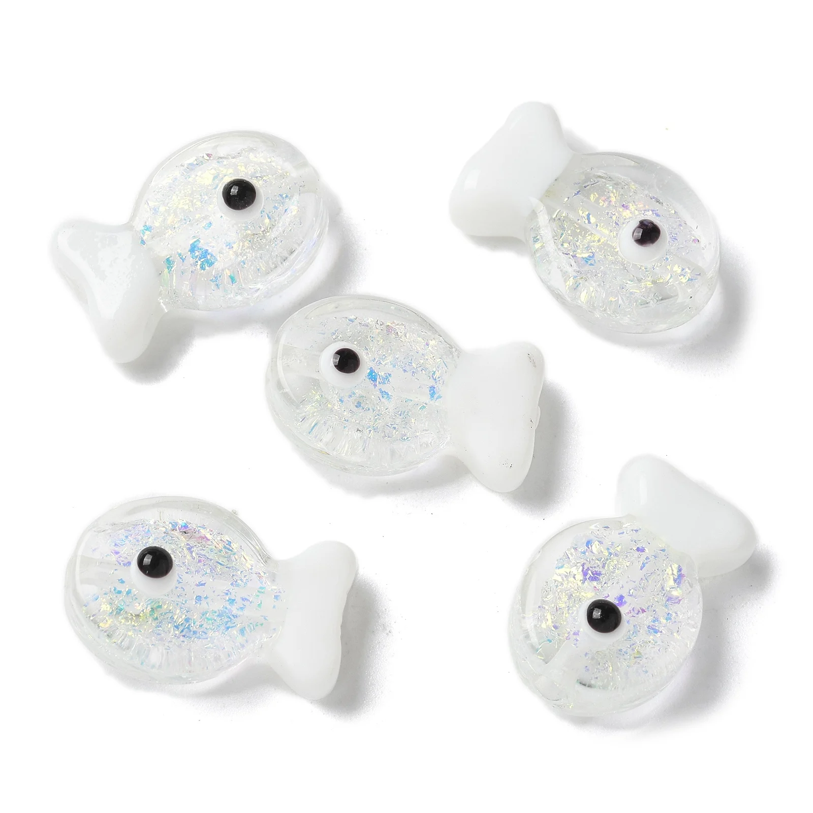 

20pcs Handmade Foil Lampwork Fish Shape Beads DIY Spacer Loose Glass Beads For Jewelry Making Bracelet Necklace Earrings Finding