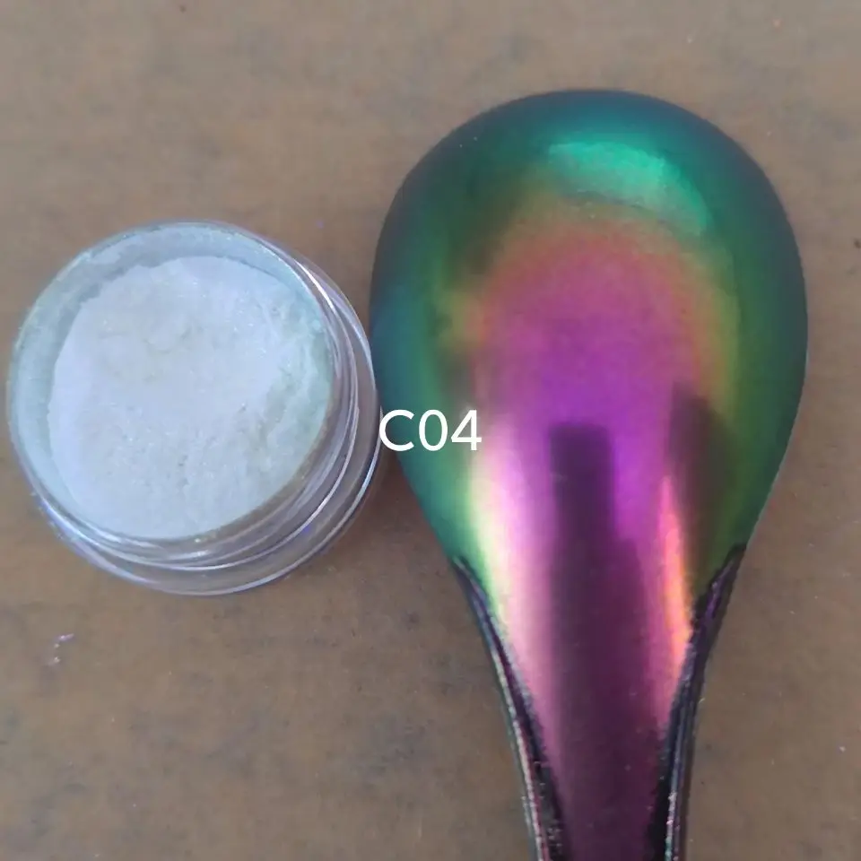 Iridescent Rainbow White Aurora Chrome Super Shifting Chameleon Colorshift Automotive Paint Pigment Powder C04