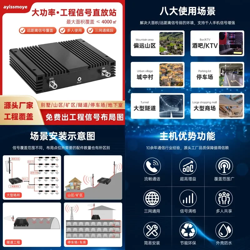 Full Netcom signal repeater signal amplifier manufacturers supply 4g5g high-power communication engineering repeater