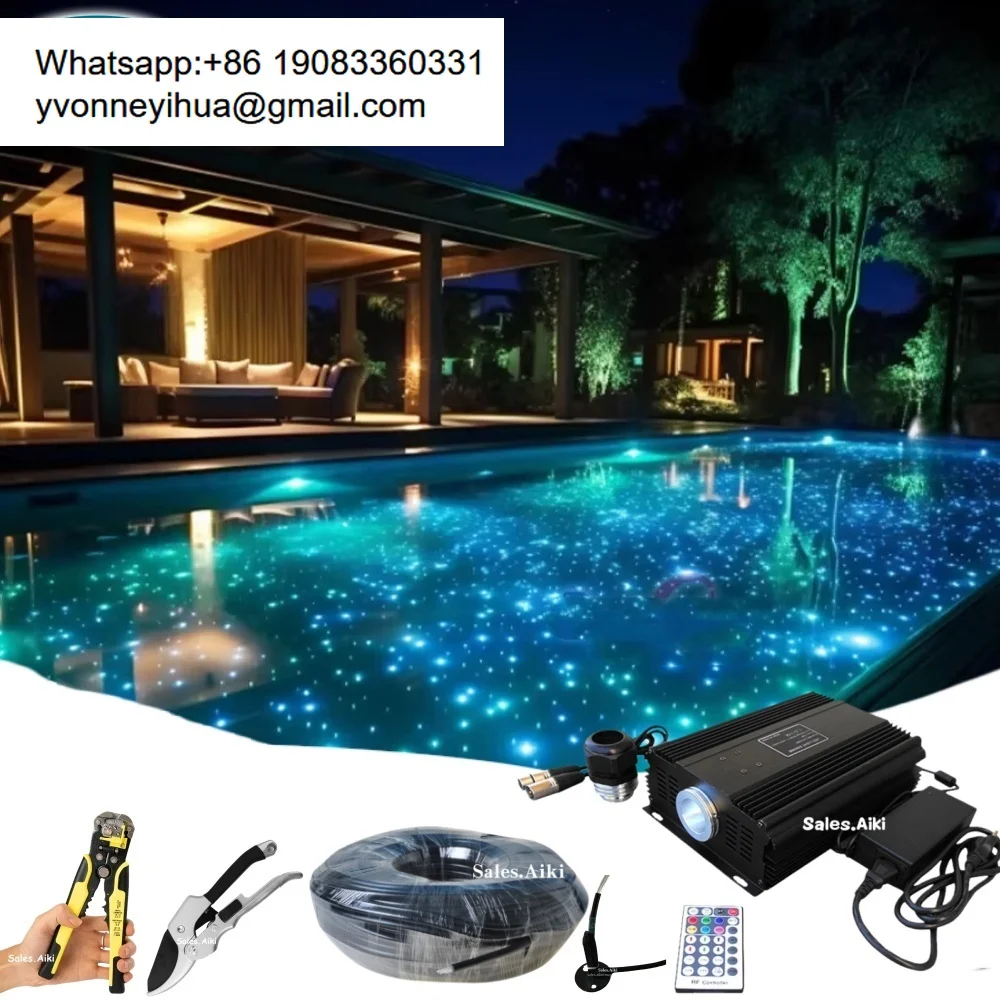 DMX 75W RGB Twinkle Starry Sky Swimming Pool Underwater Led Fiber Optic Star Ceiling Floor Fiber Optic Light For Swimming Pool