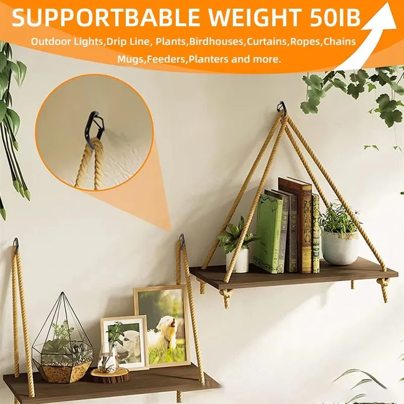 10/20 buah kait sekrup gantung jepret persegi, kait langit-langit tanaman taman halaman dengan gesper keamanan untuk menggantung lampu tali luar ruangan