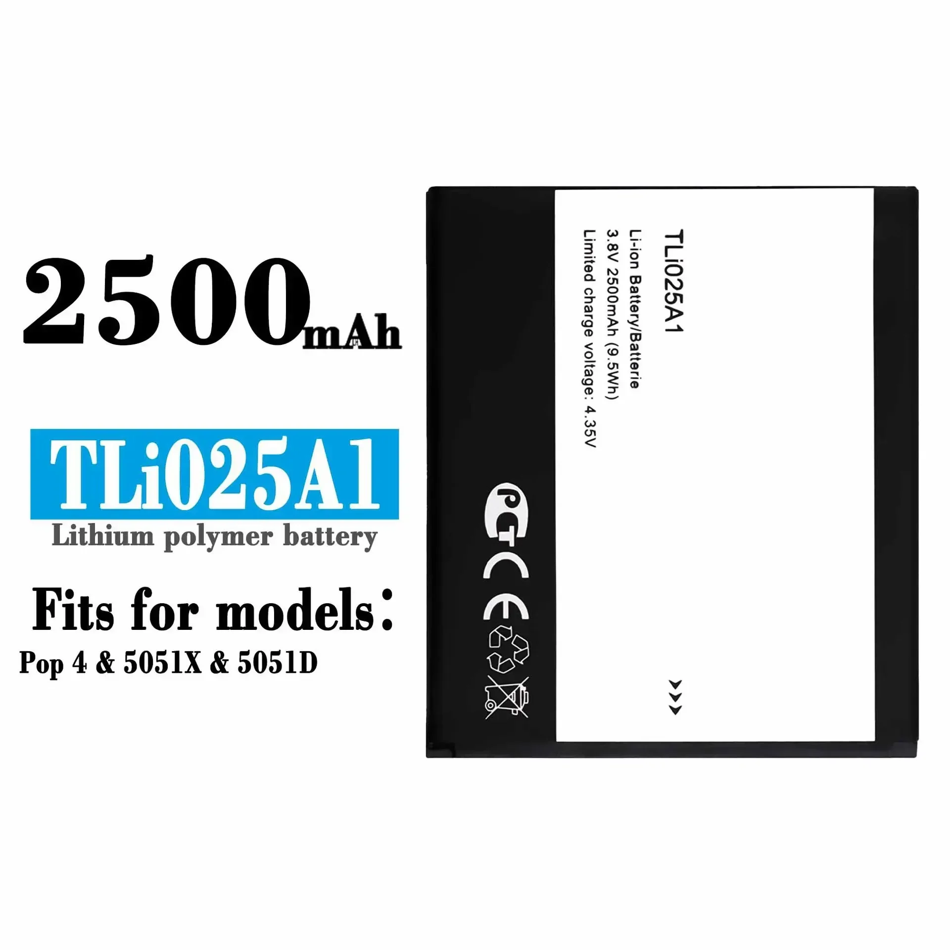 High Quality Replacement Battery For Alcatel Pop4 5051X 5051D Tli025A1 Mobile Phone 2500mAh New Lithium Batteries