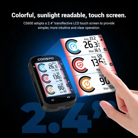 COOSPO CS600 2.4inch Touch-Screen Bike Computer GPS Colorful Map Navigation Wireless Cycling Computer Indoor Training Odometer