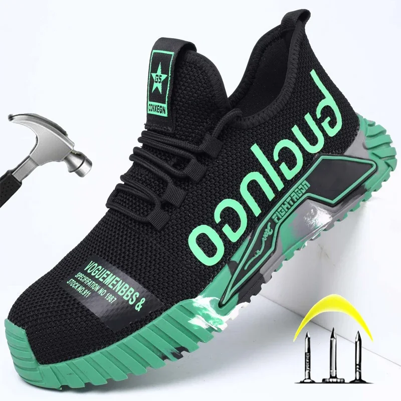 Work Safety Shoes For Men Lightweight Protective Work Sneakers Lightweight Men Shoes Anti-Puncture Work Shoes Breathable Shoes