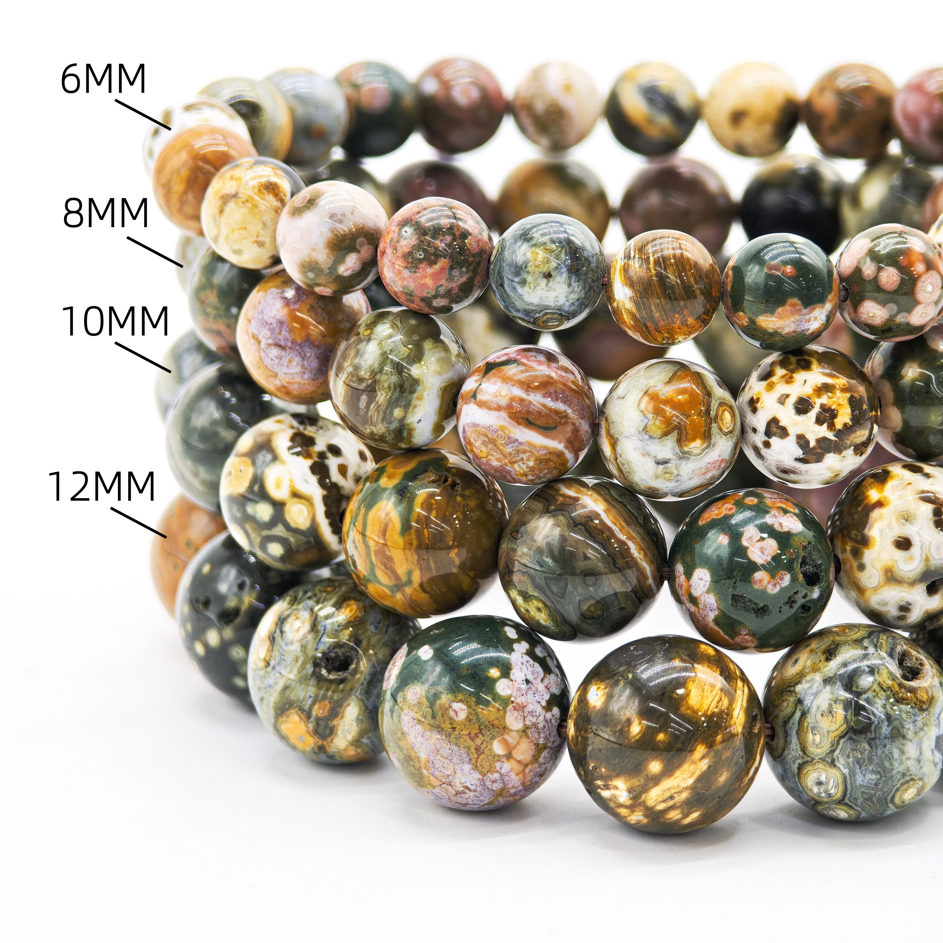 Stunning Supreme Ocean Jasper Bracelet, 6/8/10/12mm Beads, Boosting Your Beauty and Poise, Inviting Love and Fortune